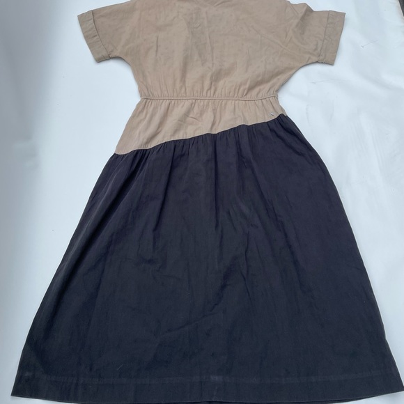 Vintage Jackie Taub Connections  Button Midi Dress Black And Tan Size 10 - Picture 5 of 5